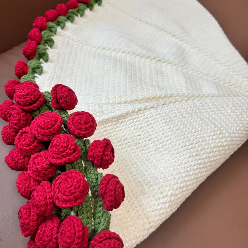 Handmade Wool Diy Bouquet Blanket Crochet Blanket Gift For Mother,Girlfriend,Sofa Blanket Surprise Flower Bouquet