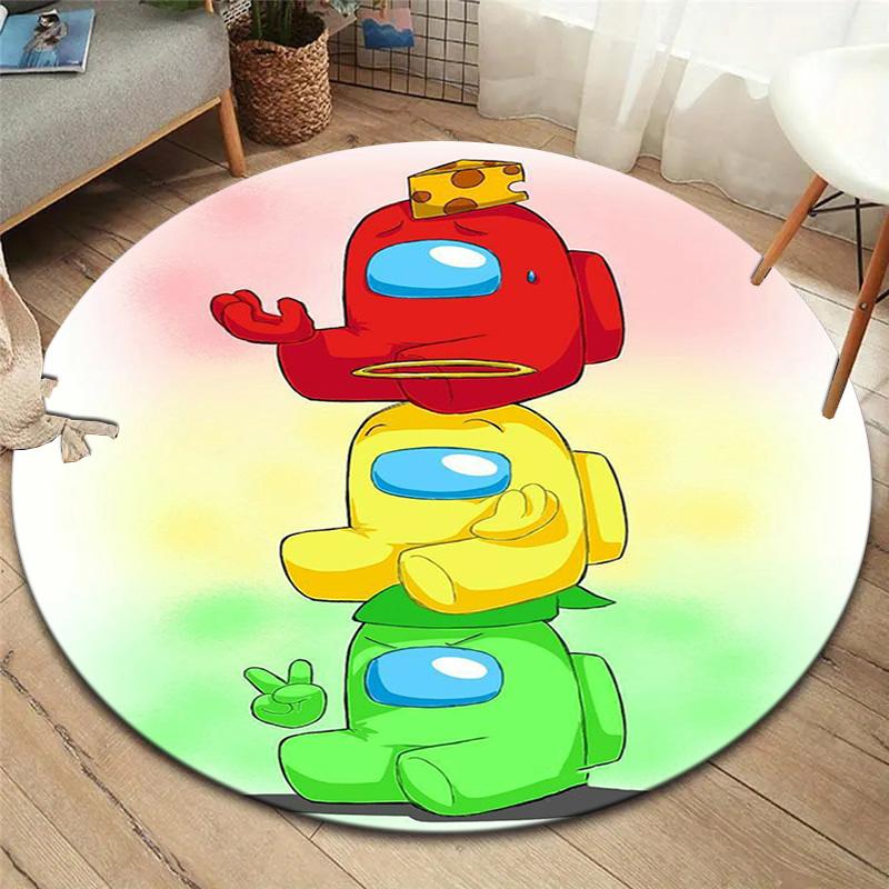 Tappeto Rotondo Among Us, Tappeto per Soggiorno Camera da Letto Divano Sala Giochi Decorazione, Tappetino Antiscivolo