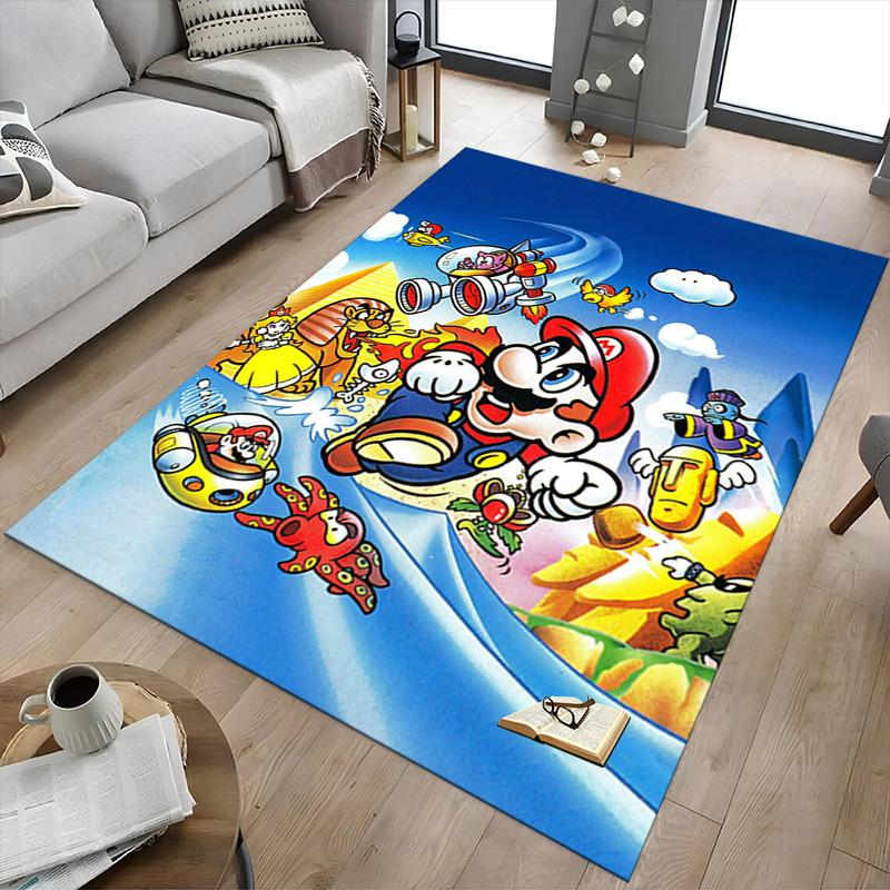 Mario'S Adventure Space Carpet For Playroom Bedroom Living Room Sofa Home Decorkids Game Area Rug Nonslip Floor Mat