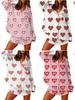 Cross-Border Satin Heart Print Pajama Set - Long Sleeve Top & Shorts Victoria Style