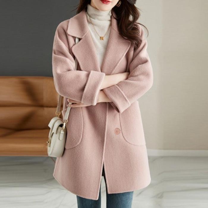 

Women s Petite Mid-Length Wool Coat - Slimming & Flattering, Popular 2026 Autumn/Winter Style 2XL рожевий