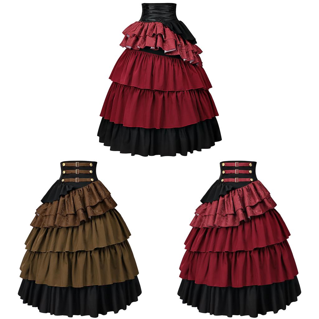 Falda Pirata Steampunk Gótica Para Mujer Con Volantes Superpuestos Para Fiestas de Disfraces