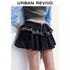 UR 2025 Autumn Women's Spliced Puffy Mini Skirt