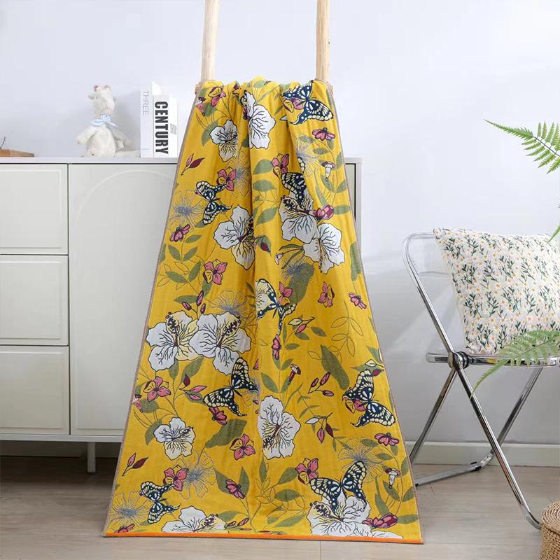 Buntes 5-lagiges Gaze-Badetuch, wasserabsorbierend, Badetuch für Paare zu Hause, Badetuch für alle vier Jahreszeiten, geeignet für das Badezimmer