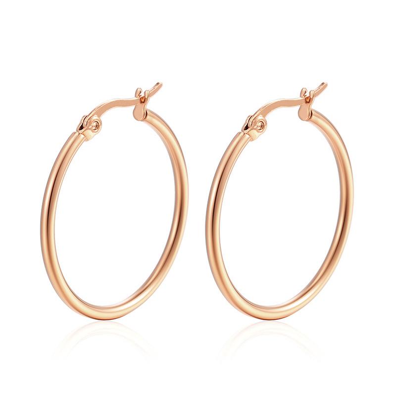 30-80Mm Big Simple Classic Hoop Earrings For Women Girls Circle Stainless Steel Earrings Gold Color Round Earings Gift
