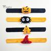 Stuffed Animal Wrist Toy 2 Pcs Halloween Slap Bracelets, Plush Pumpkin, Bat, Ghost, Black Cat Soft Portable Festive Armband Bands for Kids,