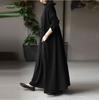 Spring Autumn Women's Vintage Solid Long Dress Women's Sundress  Casual Long Sleeve Pleated Vestidos Retro Long Loose Dress