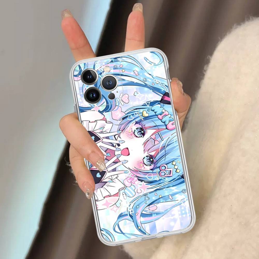 Hatsun M-MikuES Anime Für IPhone 11 12 13 14 15 16 17 Pro Max Plus 13 Mini Silikon Weich Transparent Rückseite