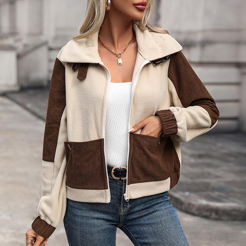 YYFS Damenmode Casual Herbst Winter Langarm Stehkragen Blusen & Hemden Top Jacke