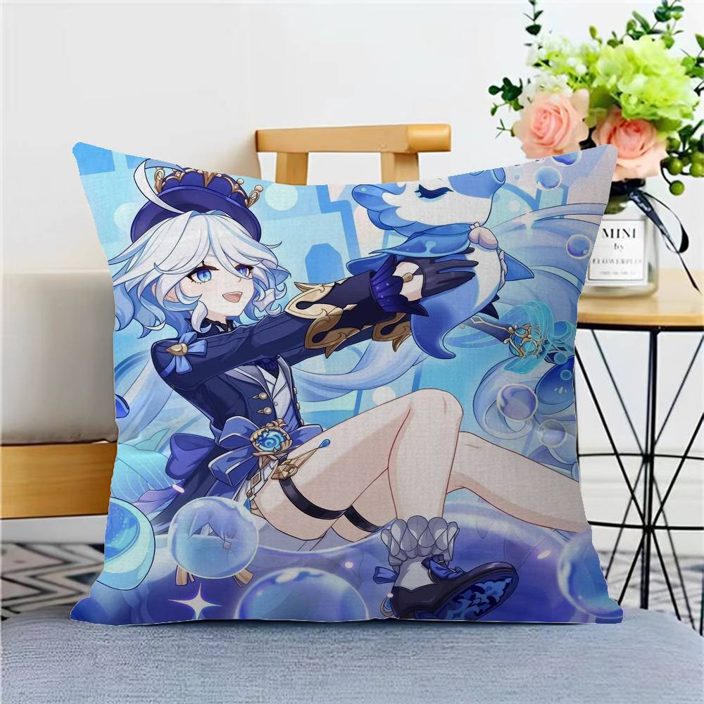Anime Game Genshin Impact Furina Cushion Cover Inches Farmhouse Decor Home Throw Pillow Covers for Couch Decorations