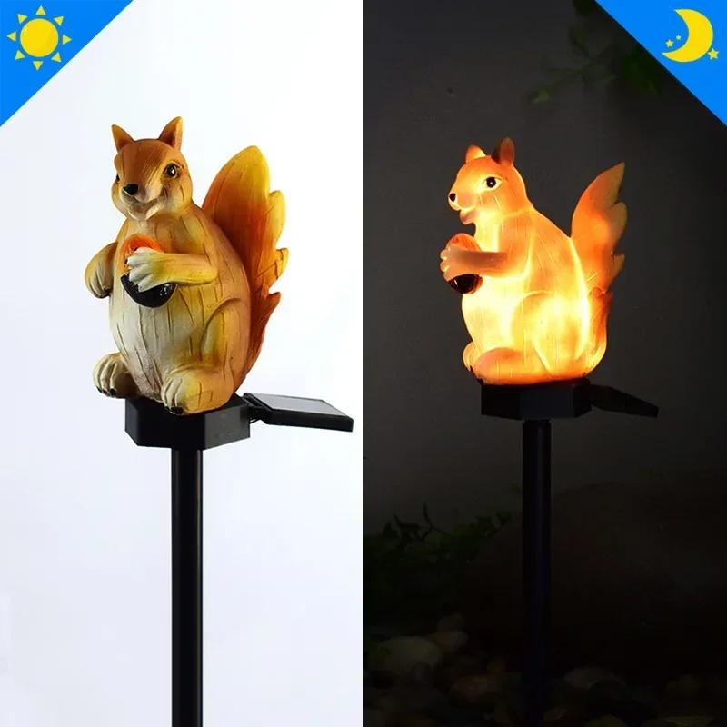 Squirrel Outdoor Light LED Solar Cute Squirrel Plug Lights Garden Decoration Animal LED Decor Light Waterproof Garden Lamp