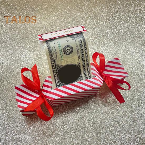 Christmas Surprise Money Pull Pouch Pull Out Money Gift Box DIY Rectangle Money Holder with Ribbon for Cash Gift