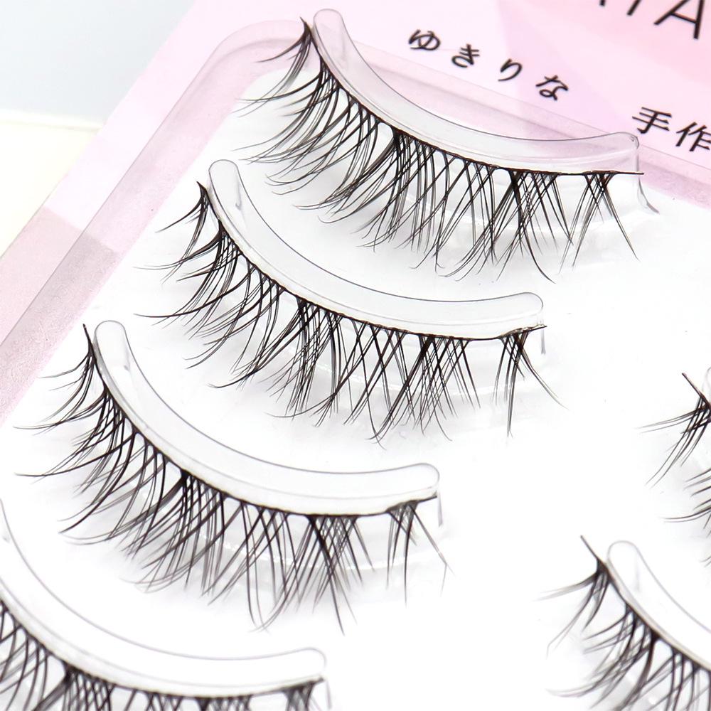 Schwarzes Haar Sonnenblume Falsche Wimpern mit dünnem schwarzem Stiel – Ideal für Doppellider und tägliches Make-up