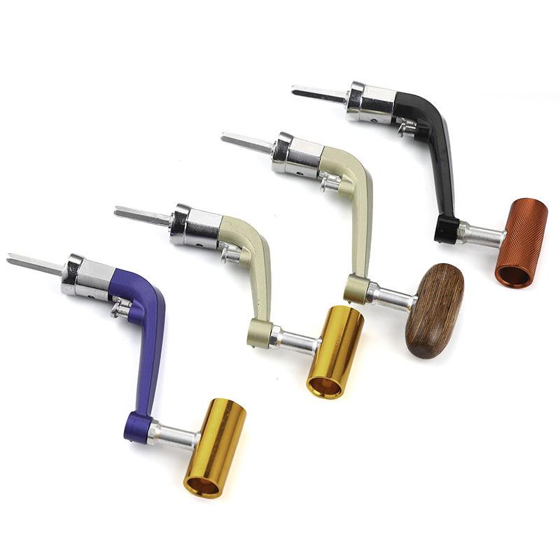 Full Metal Spinning Fishing Reel Handle With Wood Knob+Free Screw Sea River Rock Lure Fishing Replace Tackle Parts