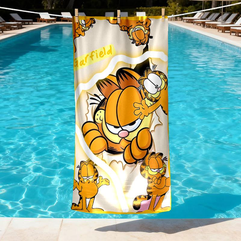 Garfield Print Beach Towel Design, Soft, Lightweight. for Home Bathroom, Spa, Pool, Yoga, Surfing, Camping, Gift for Family, Friend