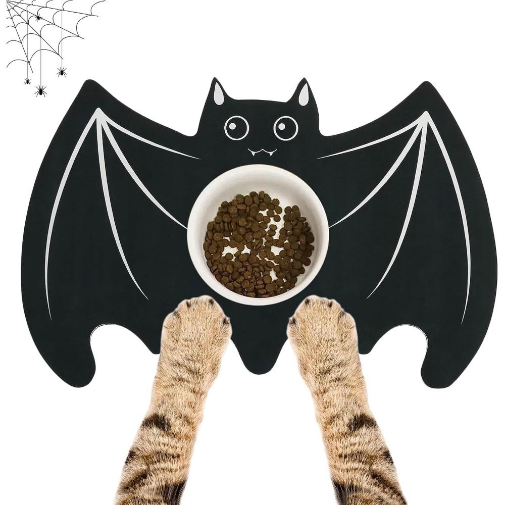 Halloween Pet Mat for Food Water Feeding Mat Spider Web for Dog Cat Bowl Anti-Stain Quick Dry Easy Clean Floor Place Mat Indoor