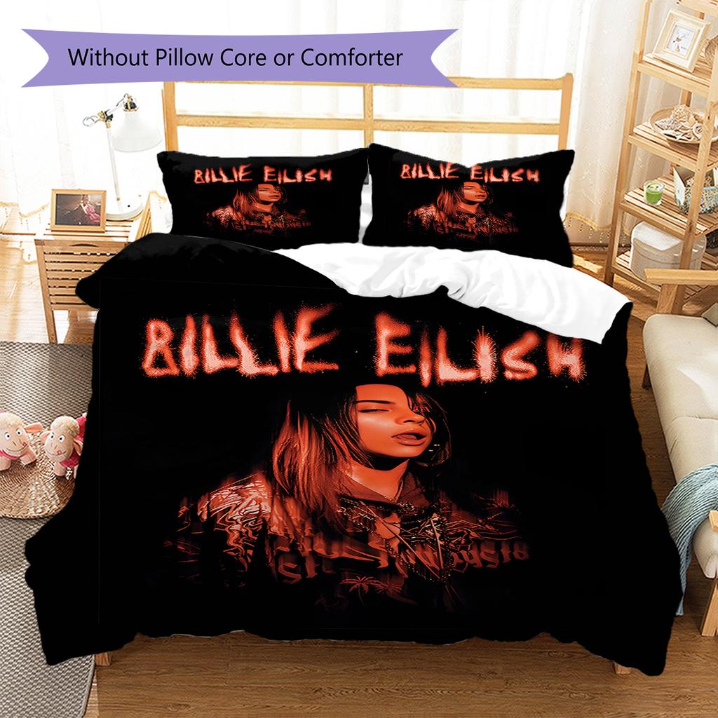 Billie Eilish Pattern Bedding,Quilt Set Quilt Cover Pillowcase Home Birthday Gift (1 * Duvet Cover + 2 * Pillowcase, Without Core)