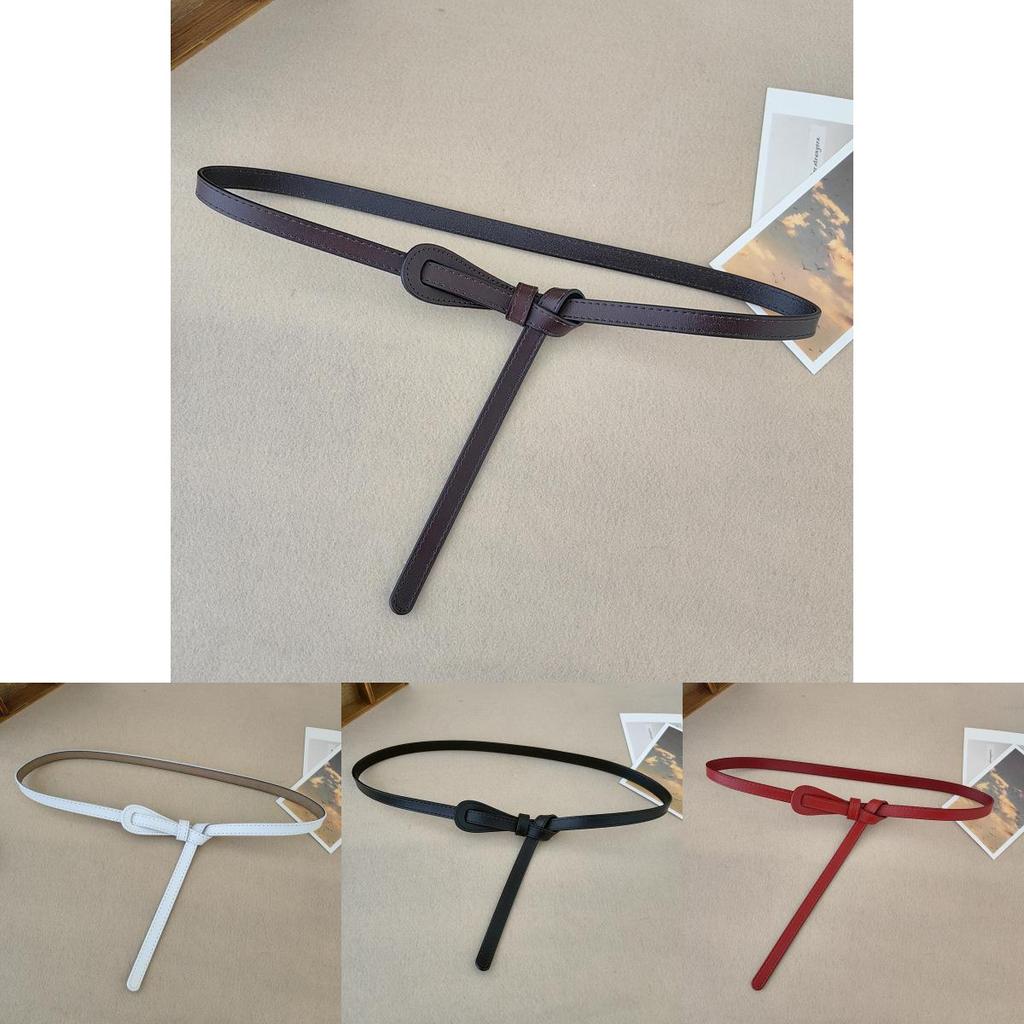 Leather Womens Skinny Belt With Vintage Knot Design For Dress And Office Wear