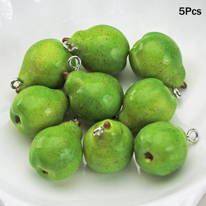 3D Simulated Fruit Resin Pendants 5Pcs Fun Fruit Charms for DIY Party Favors Earring Bracelet Jewelry Making Crafts