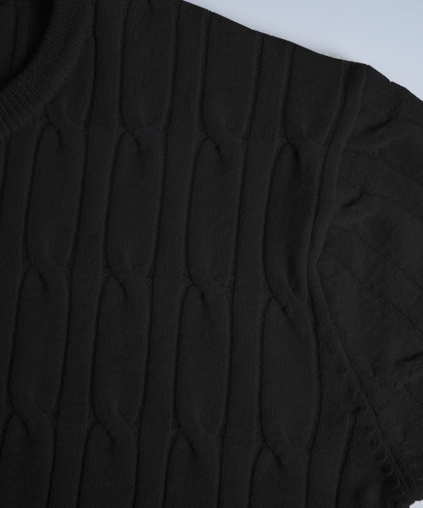 BIRBANTE Soft Washable Cable Round Knit - Black