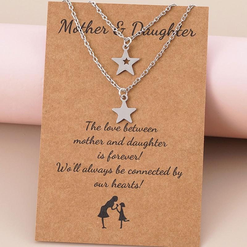 2/3 Pieces Retro Vintage Star Charm Necklace Birthday Gifts Friendship Chain Necklace with Message Card Jewelry Present