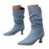 Stivali Alti da Donna con Tacco a Spillo e Punta Affusolata Moda Casual in Denim con Tacco Alto a Metà Polpaccio Stivali da Donna Taglia 8 Lunghezza Media