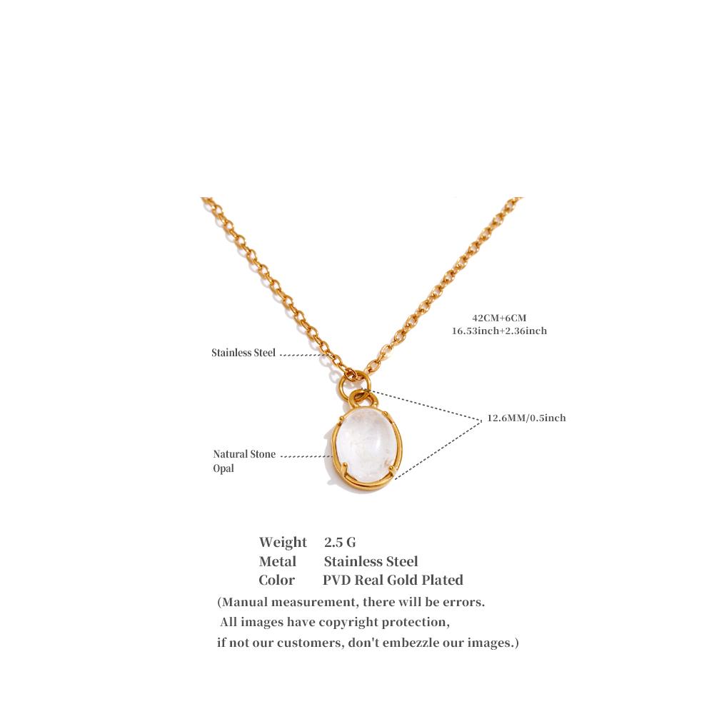 Eetit Simple Stainless Steel Natural Stone Oval Pendant Necklace Popular Fashion Collar Jewelry Hypoallergenic