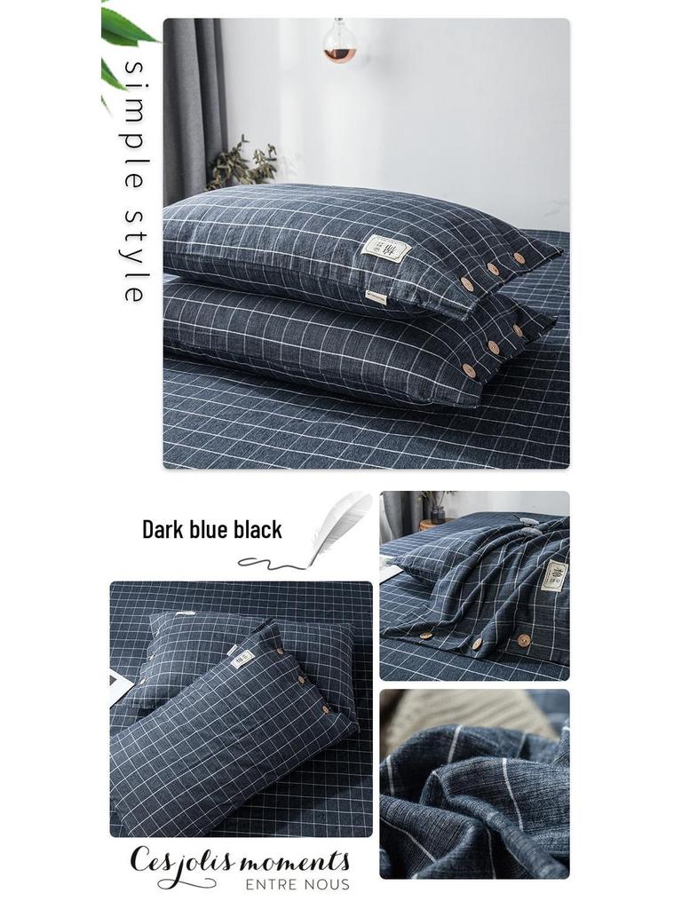 Zestaw 2 poszewek na poduszkę pojedynczą z czystej bawełny i lnu z wewnętrznym wkładem w całości bawełnianym, 48cm x 74cm