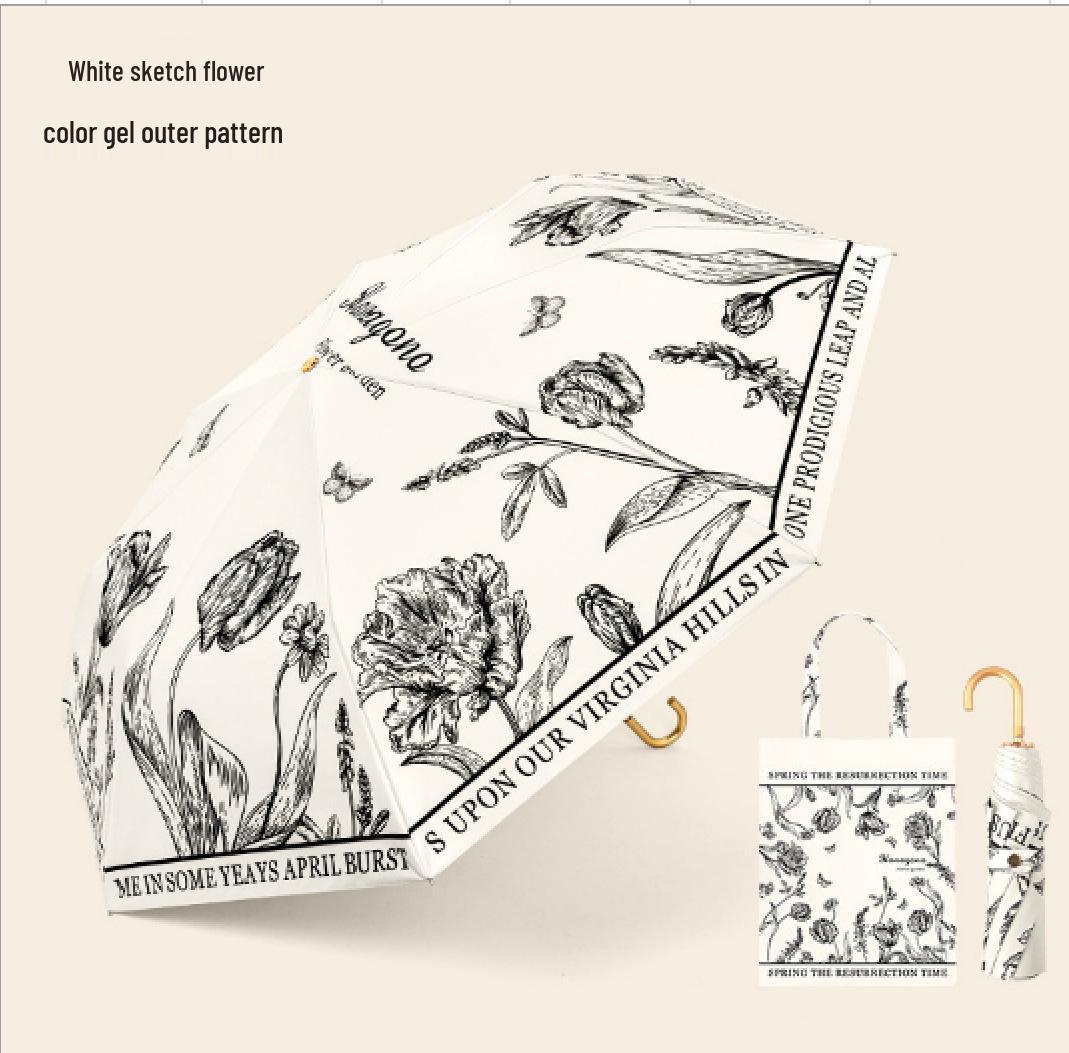 

BPB Women s Folding Umbrella - Dual-Use Retro Design for Sun & Rain, UV Protection, High-End Feel.