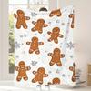 1pc White Cute Gingerbread for Man Snowflake Pattern  Soft  Printed Blanket  Ideal Christmas Gift for Family Members  Portable