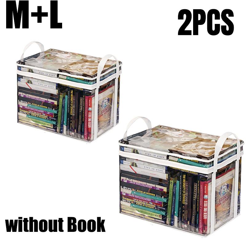 Foldable Book Box Student Textbook Organizer Bag Large Capacity Transparent Storage Box Portable Zipper Waterproof Sundries
