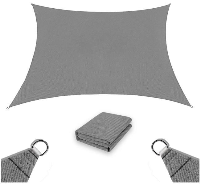 Shade sail, waterproof nylon, 3x2m, gray