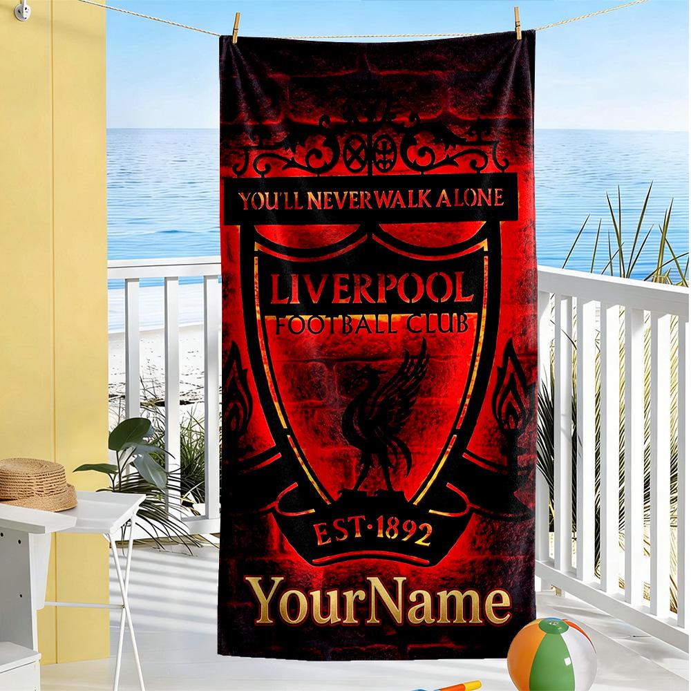 Liverpool Personalized Text Beach Towel Super Soft & Absorbent Suitable for Sports Travel Swimming Yoga Bathroom Beach And Pool
