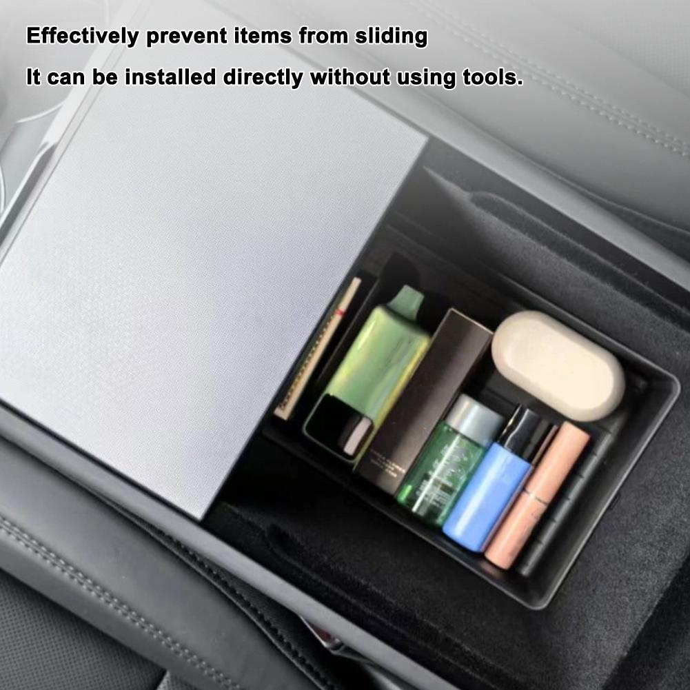 For Tesla New Model Y Juniper 2025 interior Accessories Center Contral Storage Organizer Tray Armrest Box Bottom Mat Card Holder