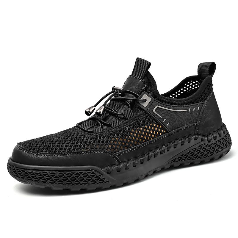 

Sneakers men s 2025 new summer hollow breathable mesh shoes men s one-pedal soft-soled non-slip lightweight casual shoes 46 чёрный