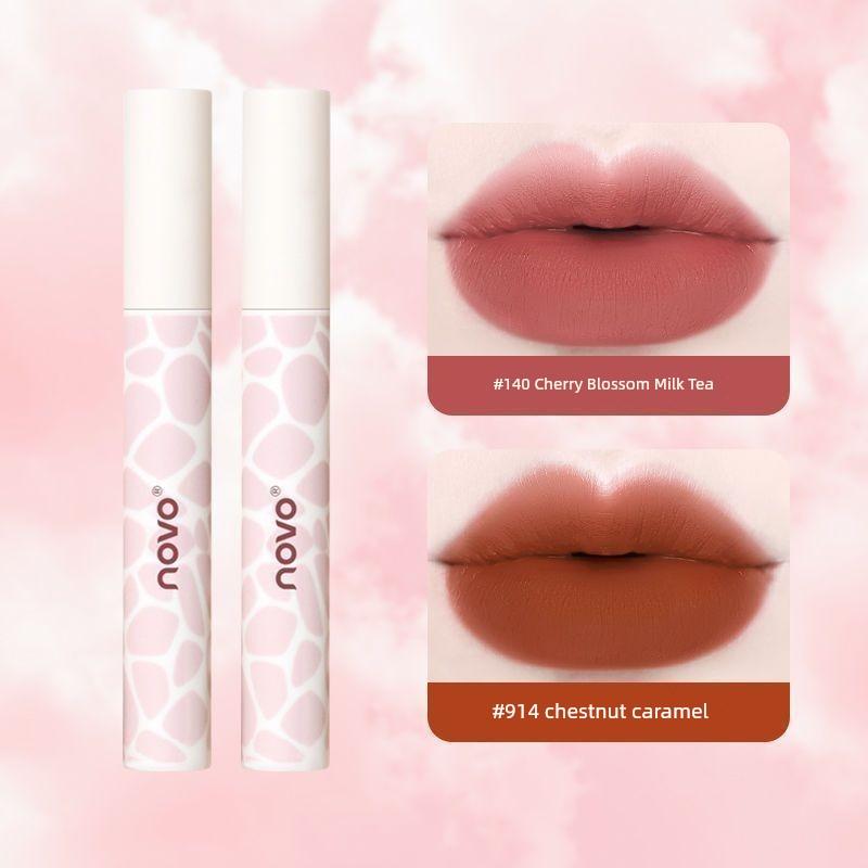 Novo Nude Color Series Lip Lacquer Fall and Winter Lipstick Female Matte Finish Velvet Low Saturation Lip Gloss Mud Plain Makeup White