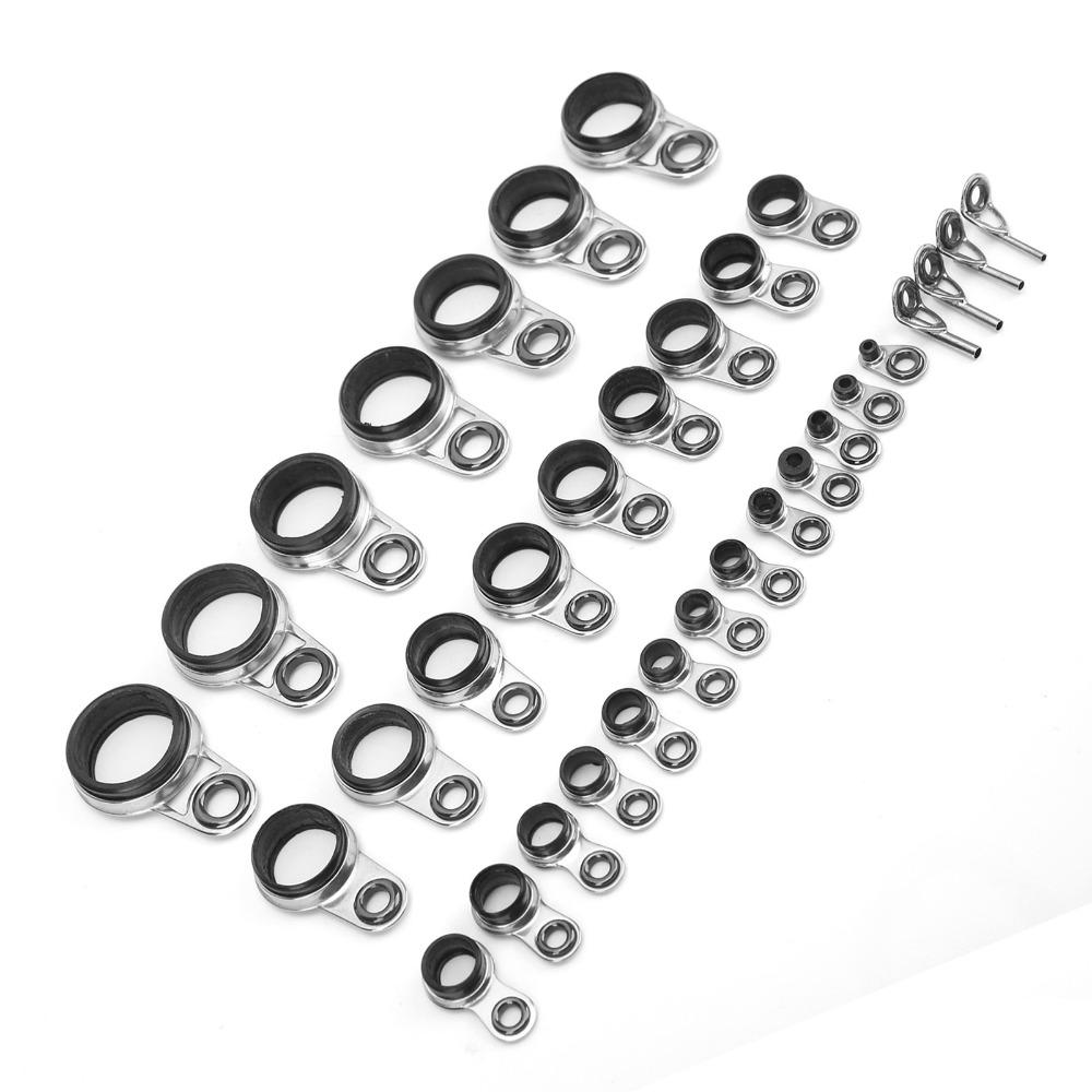 33PCS Multiple Sizes Fishing Rod Guides with Ceramic Loop Raft Line Ring  Fishing Rod Repairing
