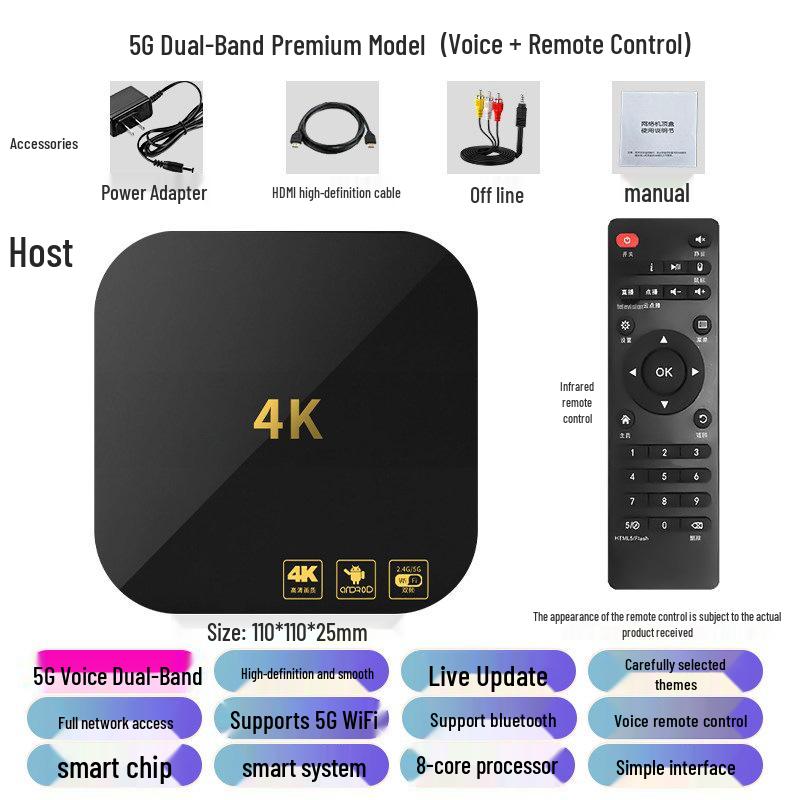 4K HD Smart Dual-Band 5G Set-Top Box with Universal Screen Mirroring
