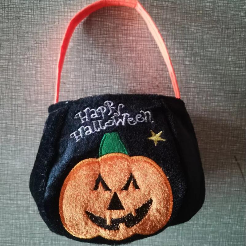 Halloween Pumpkin Candy Bags Decoration Props Portable Trick Or Treat Holder Handbag Basket Party Favor Holders For Children