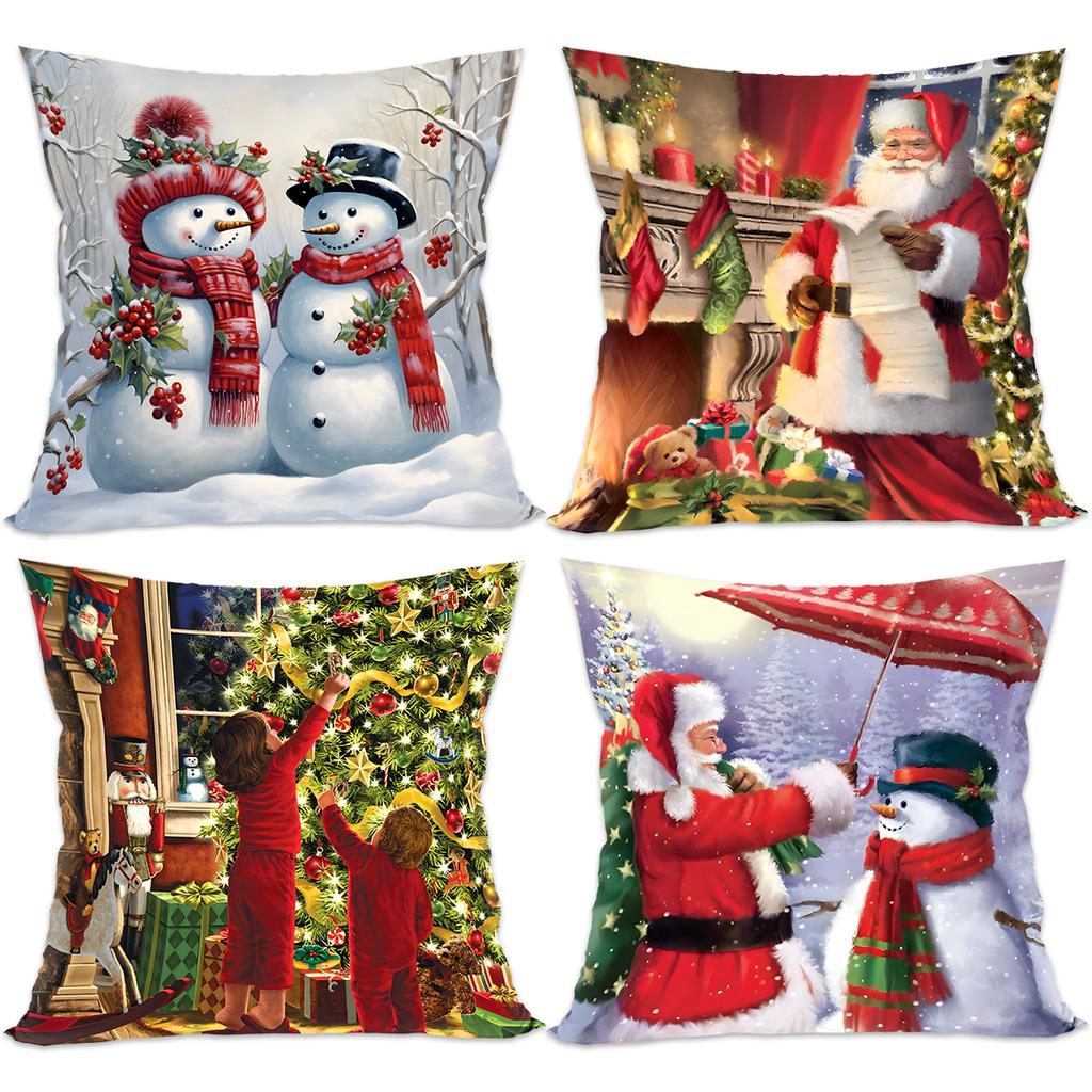 Christmas Santa Cushion Cover Pillowcase Merry Christmas Decor For Home 2025 Navidad Natal Cristmas Xmas Gift Happy NewYear 2025