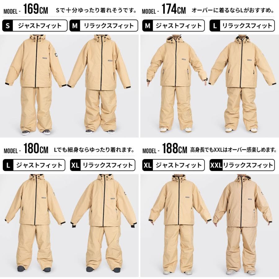 BOARDEE Snowboard Jacket and Size M (Men's Women's) BD24JFOT01U, (BE/Beige)