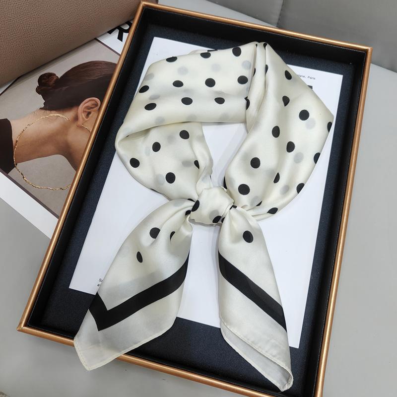 New Versatile Imitation Silk with Suit Silk Scarf Fashionable Women's Small Square Silk Scarf French Spring and Autumn Scarf