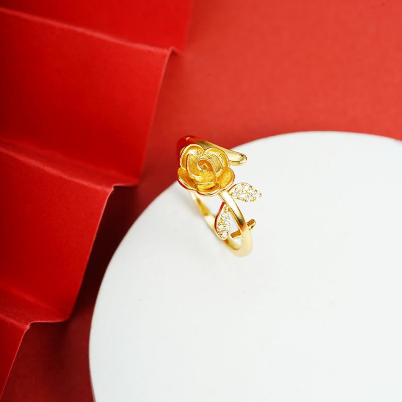 Ring Pastoral Style Rose Design Ring for Women