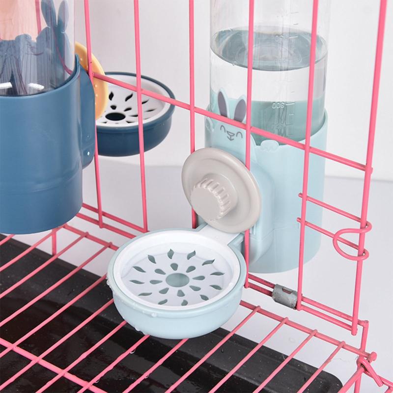 Rabbit Automatic Feeder for Cage Hanging Water Dispenser 17oz Water Bottle Food Bowl for Small Animal Hedgehog Hamster