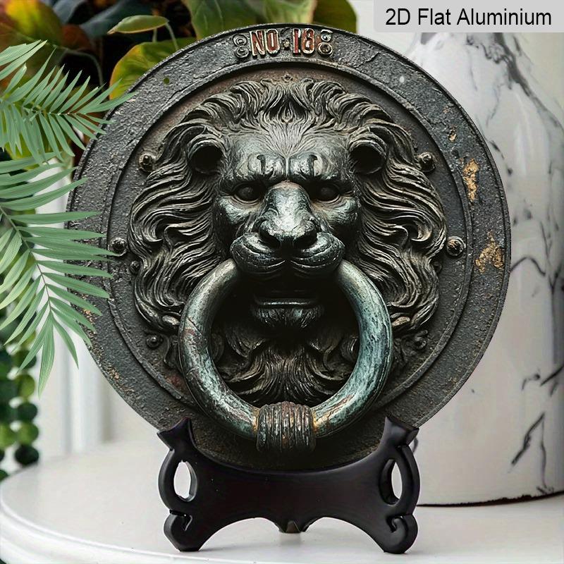 2D Flat, Retro-style Round Aluminum Wall Decorations In Various Sizes, European Style, Lion Head Door Knocker. Suitable for Indoor and Outdoor