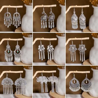 Earrings, Retro Literary Temperament, Metal Fringed Earrings, Cute Doudou Jewelry.