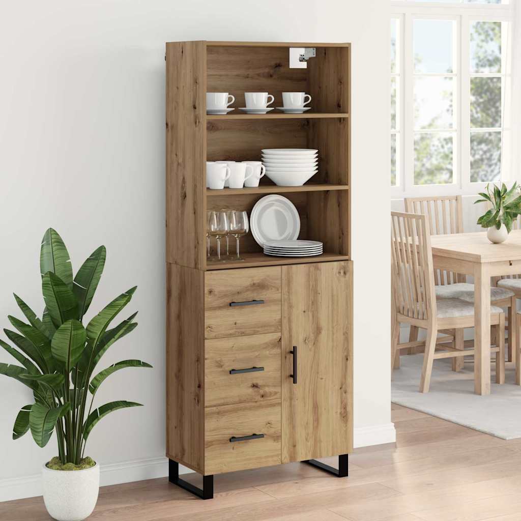 Highboard with Drawers 2 pcs Artisan Oak Wood Based Material