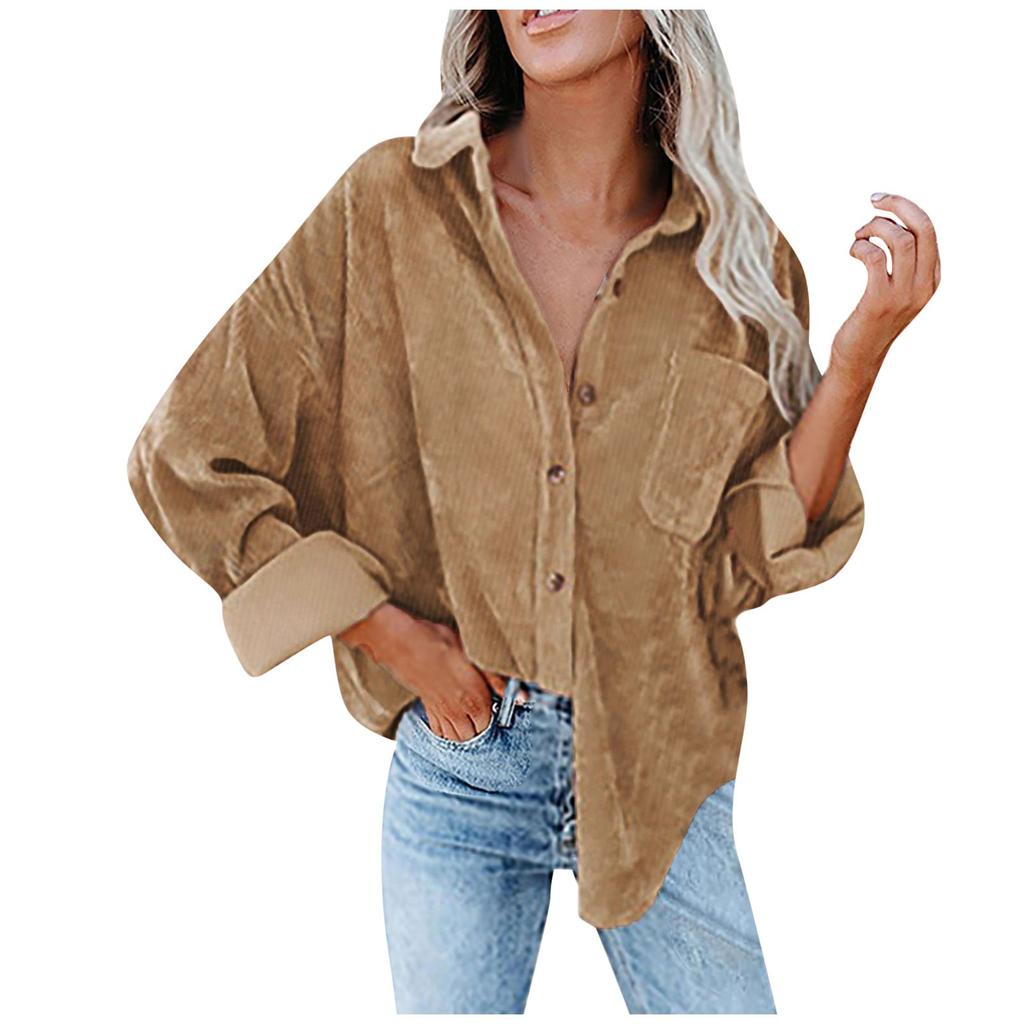 Women's  And Winter Shirts Women's Solid Color Lapel Loose Casual Jacket