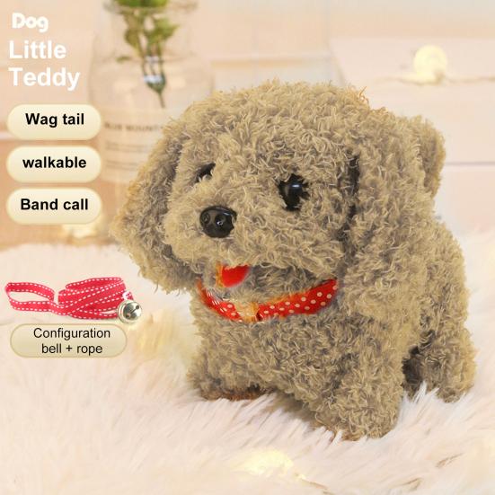 Interactive Plush Toy Puppy Walking Barking Tail Wagging Gift Battery Operated Electronic Dog for Kids