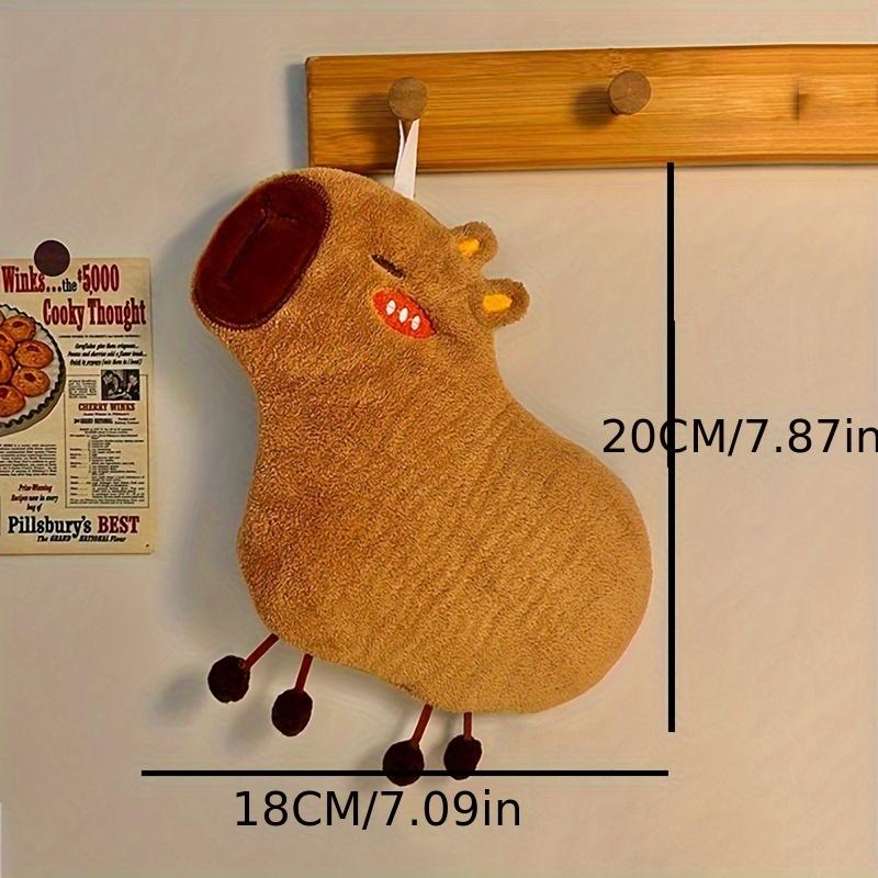 Kapibara Kitchen Hand Towel with Cute Animal Design, Hanging Absorbent Thickened Bathroom Wipe